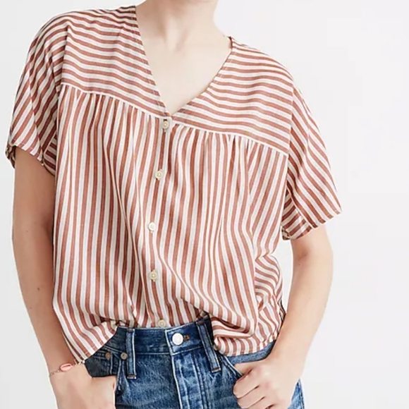 Madewell Rhyme Button-Front Top in Stripe Play. Size small - Picture 1 of 5